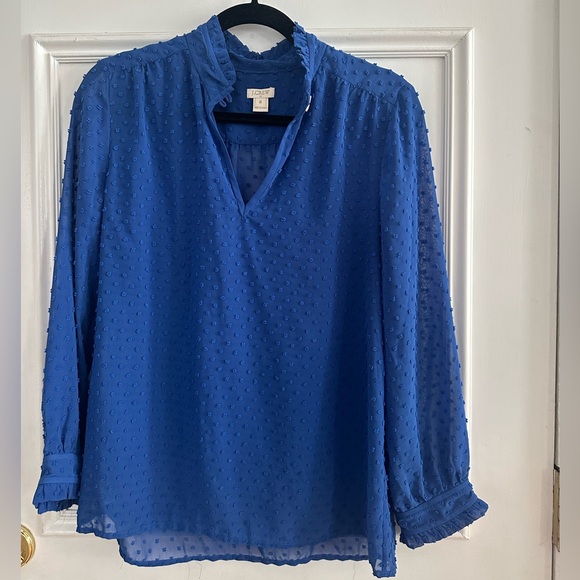 J. Crew Tops - J. Crew 3/4 Sleeve Blue Blouse